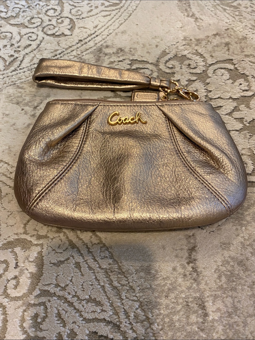 Coach Metallic Gold Leather Wristlet Clutch